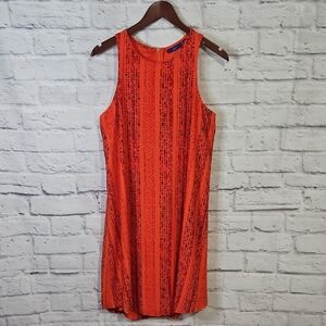 Apt. 9 Orange and Black Patterned Midi Dress